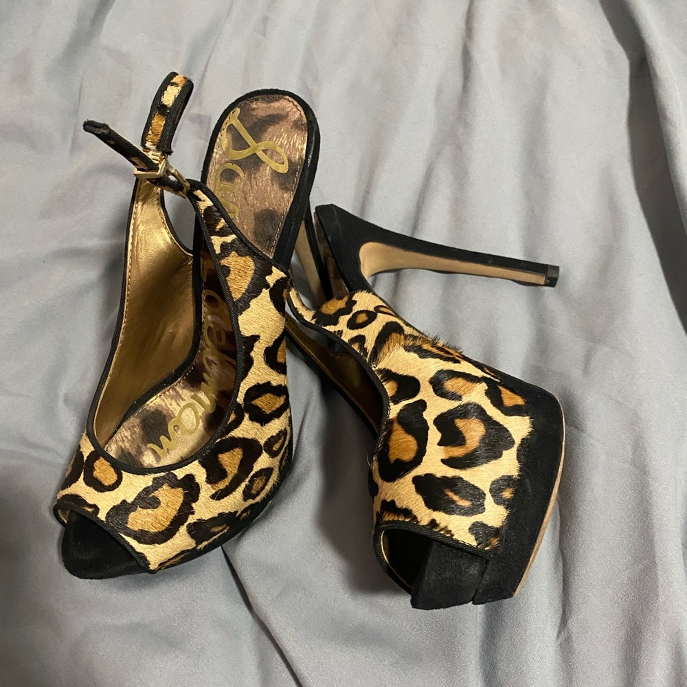 Sam Edelman Penelope Leopard Open Toe Heels